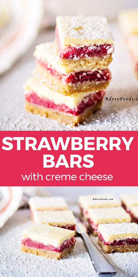 The Best Strawberry Bars with cream cheese frosting are so easy to make, soft and tender! One of my favorite easy summer recipes, these strawberry squares are the perfect strawberry bar dessert everyone loves. Strawberry Squares, Strawberry Shortbread Bars, Recipes With Frozen Strawberries, Rhubarb Bars Recipes, Rhubarb Bars, Strawberry Bars, Chocolate Chip Shortbread Cookies, Cream Cheese Bars, Toffee Cookies