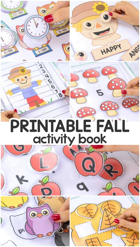 Printable Fall Quiet Book Quiet Book Printables Free, Quite Book Printable, Diy Quiet Books Free Printable, Quiet Book Templates Free Printable, Busy Book Printables Free Pdf, Busy Book Ideas, Prek Lessons, Quiet Book Ideas, Activity Preschool