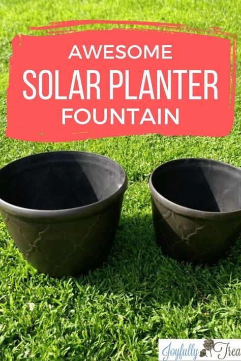 Planter Fountain, Outside Diy, Diy Solar Water Fountain, Homemade Water Fountains, Solar Water Feature, Diy Solar Fountain, Fountain Outdoor, Patio Fountain, Bird Fountain