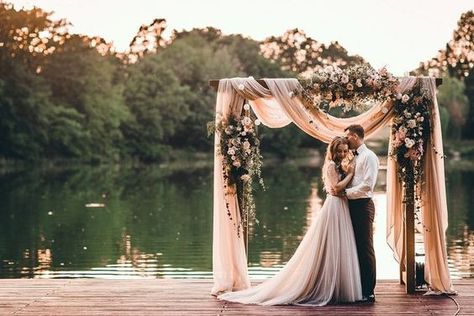 drape backdrop Drapery Wedding, Wedding Drapery, Draping Wedding, Wedding Ceremony Ideas, Romantic Backdrop, Background Backdrop, Draping Fabric, Boda Mexicana, Rustic Wedding Dresses