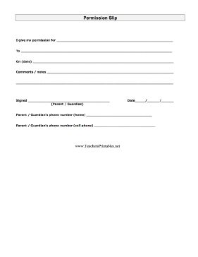 A simple permission slip for parents to sign and return to the teacher, school, or district office. Free to download and print Permission Slip Template, Field Trip Permission Slip, Daycare Printables, Liability Waiver, Math Night, Permission Slip, Personal Training Business, Classroom Videos, Lemon Custard