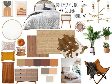 Boho Bedroom Mood Board, Interior Collage, Boho Planner, Boho Chic Interior Design, Bedroom Moodboard, 80s Interior Design, Freedom House, Boho Chic Interior, 80s Interior