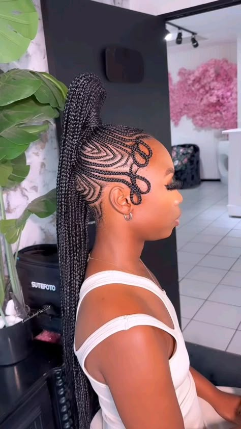 High Ponytail Braids, Straight Up Hairstyles, High Ponytail Braid, Cornrow Updo Hairstyles, Cornrows Braids For Black Women, African Hair Braiding Styles, Braided Cornrow Hairstyles, Braided Ponytail Hairstyles, Box Braids Styling