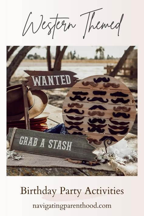 Wild West 40th Birthday, Cowboy Party Activities Western Theme, Wild West Party Theme Adults, Rodeo Party For Adults, Cute Western Birthday Ideas, 3rd Cowboy Birthday, Urban Cowboy Birthday Party, Wild West Dinner Party, Two Wild Western Birthday