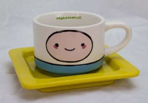 Adventure Time Pottery Painting, Adventure Time Mug, Diy Cup Design Ideas, Adventure Time Pottery, Adventure Time Ceramics, Silly Mugs, Cool Mug Designs, Mug Ideas Design, Adventure Time Characters