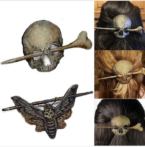 Stick Barrettes, Skull Hair Pin, Hair Pin Stick, Christmas Gifts For Family, Cosplay Hair, Tiara Hairstyles, Gifts For Christmas, Estilo Punk, Hair Stick