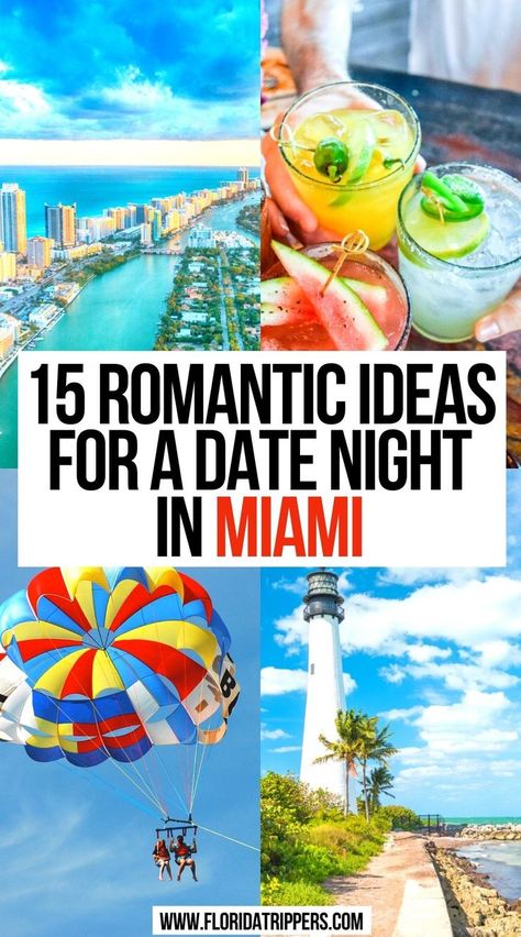 15 Romantic Ideas for a Date Night in Miami Miami Date Night, Vacation For Couples, Ideas For A Date Night, Ideas For A Date, Florida Honeymoon, Couples Things To Do, South Beach Florida, Miami Vacation, Couples Weekend