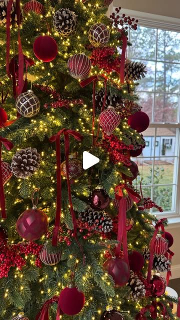 Alina Peerzada on Instagram: "Presenting my 2024 red and burgundy tree from @balsamhill !! #balsamhillpartner #sponsored   Comment “RED” for the links!  I am so happy with how it turned out for using traditional colors for the first time ever!! My stunning glass red and burgundy ornaments along with the frosted pine cone picks are all from Balsam Hill. ❤️  The best part?! Save up to 50% off Balsam Hill Black Friday sale happening now with free shipping!! Use my code ALINAXBALSAM50 for $50 OFF on orders $350 and up!! #holidaysaroundthehome  What do you guys think? I hope I did not disappoint. Are you inspired?!  Traditional tree Holiday decor  Velvet burgundy ornaments  Velvet ribbon Black Friday Sale   https://liketk.it/4YvxV  #holidaydecor #holidayseason #balsamhill #traditional #traditio Maroon Christmas Decorations, Burgundy And Gold Christmas Tree, Burgundy Ornaments, Burgundy Christmas Tree, 2025 Christmas, Christmas 2025, Red Ornaments, Gold Christmas Tree, Burgundy And Gold