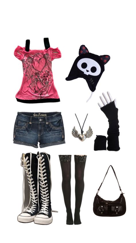 scene emo outfit 2000 2010 outfit inspo inspired fashion Scene Aesthetic Outfits, Scene Outfits Aesthetic, Scenecore Outfit, Scene Kid Outfits, Outfit 2000, 2010 Outfits, Emo Outfit Ideas, Zombie Clothes, Emo Outfit