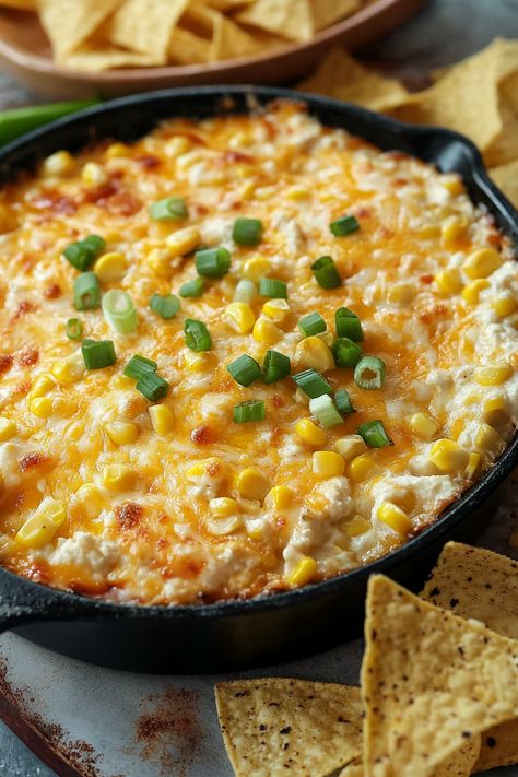 Hot Corn Dip, Corn Dip Recipes, Hot Corn, Recipe Critic, Corn Dip, Mexican Spices, Colby Jack, Gooey Cheese, Holiday Foods