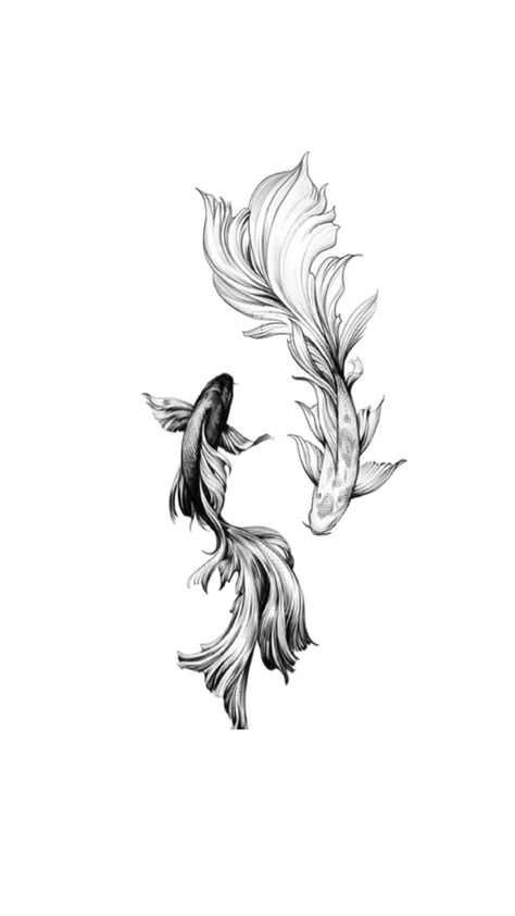 Koi Fish Drawing Tattoo, Pisces Tattoo Designs, Crow Tattoo Design, Black Line Tattoo, Abstract Tattoo Ideas, Twin Tattoos, Abstract Tattoos, Timeless Tattoo, Abstract Tattoo Designs