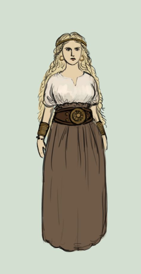 From about 600 years bc. She wears a shirt and a skirt with a large belt. Northern Europe by Tadarida.deviantart.com on @DeviantArt Ancient Scandinavian Clothing, Tadarida Deviantart, European Girl, Snow Castle, Aged Clothing, Fashion Timeline, Large Belt, Celtic Woman, Early Middle Ages