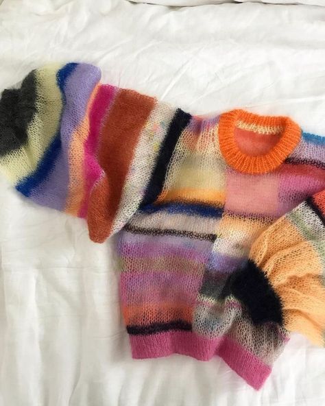 Mohair Knitting, Stripes Sweater, Camila Morrone, Colorwork Knitting, Handmade Wardrobe, Sweater For Men, Mohair Sweater, Knit Fashion, Mode Inspiration