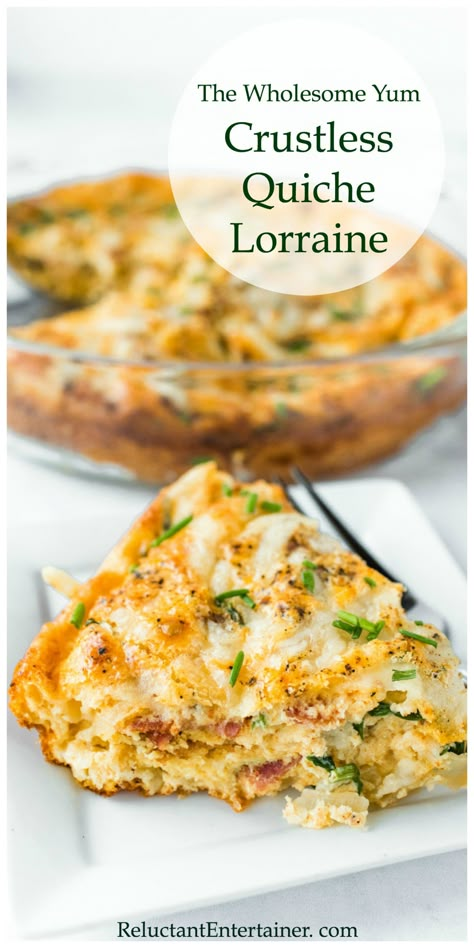 Crustless Quiche Lorraine Recipe #quichelorraine #crustlessquichelorraine #thewholesomeyumeasyketocookbook #keto #reluctantentertainer Keto Crustless Quiche, Filet Mignon Chorizo, Crustless Quiche Lorraine, Quiche Recipes Crustless, Low Carb Quiche, Quiche Lorraine Recipe, Quiche Recipes Easy, Wholesome Yum, Breakfast Quiche