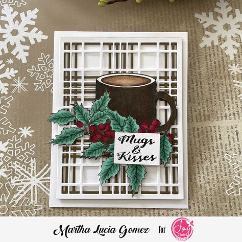 Coffee Flavors Stamped Card - stampartpapel.com Coffee Themed Cards, Coffee Flavors, Christmas Cups, 3 Coffee, Tim Holtz Cards, Coffee Cards, Spectrum Noir, Coffee Flavor, Treat Boxes