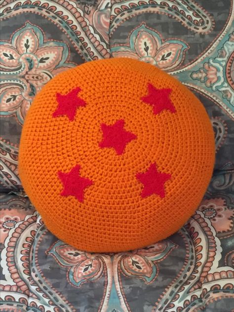 Dragon ball Z dragon ball 14” throw pillow Crochet Dragon Ball Z Pattern Free, Dragon Ball Z Crochet Pattern, Crochet Dragon Ball Z Pattern, Dragon Ball Crochet Pattern, Dbz Crochet, Crochet Dragonball, Dragonball Crochet, Dragon Ball Z Crochet, Dragon Ball Crochet