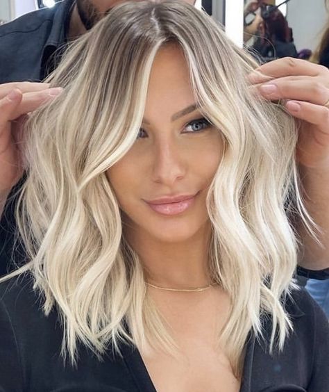 Ash Roots Blonde Hair Balayage, Blonder Around Face, Rooted Blonde Curtain Bangs, Long Blonde Hair With Layers 2023, Dusty Roots Blonde, Blonde Hair Styles Medium Length Popular Haircuts Over 40, Ash Blonde Balayage With Lowlights, Blond Hair Root Smudge, 2023 Blonde Hair Color Trends For Women