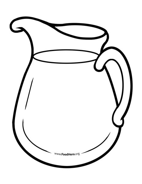 Jug Drawing, Pitcher Drawing, Animal Masks For Kids, Creative Clips Clipart, Drawing Kids, Pencil Drawings For Beginners, Bottle Drawing, Abc Coloring Pages, Water Drawing