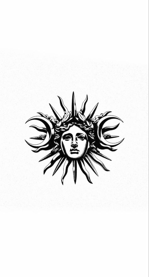 Middle Back Tattoo For Men, Earth Tattoos Men, Sun Moon Elbow Tattoo, Rises The Moon Tattoo, Sol Invictus Tattoo, Apollo Sun Tattoo, Raw Tattoo Design For Men, Round Tattoo Design For Men, Illuminate Tattoo Design