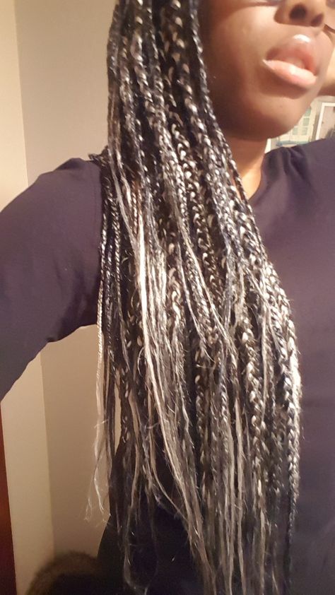 Black and white braids Black And White Braids, Demon Ocs, White Braids, Hair Inspo, Black Women, Dreadlocks, Braids, Hairstyles, Black And White