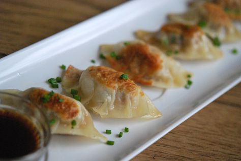 Pork and Shrimp Gyozas Shrimp Gyoza, Foreign Cuisine, Gyoza Recipe, Pork And Shrimp, Stuffed Pasta, Kid Chef, Asian Foods, Dim Sum, Small Plates