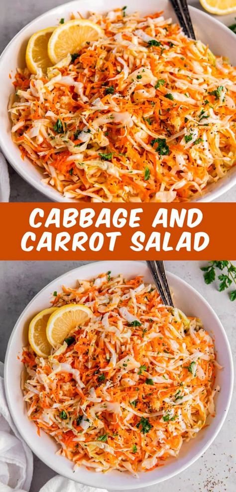 Easy Cabbage and Carrot Salad Carrot Cabbage Salad, Cabbage Carrot, Polish Carrot Salad, Salad With Carrots, Cabbage Carrot Salad, Cabbage And Carrot Salad, Cabbage And Carrot Recipes, Chicken And Kale Recipes, Cucumber Carrot Salad