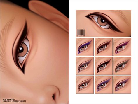 The Sims Resource - Eyeliner N338 V1 Sims 4 Cc Makeup, Graphic Liner, Sims 1, Sims 4 Cc, Animal Skin, Maxis Match, Makeup Eyeliner, The Sims Resource, Sims Resource