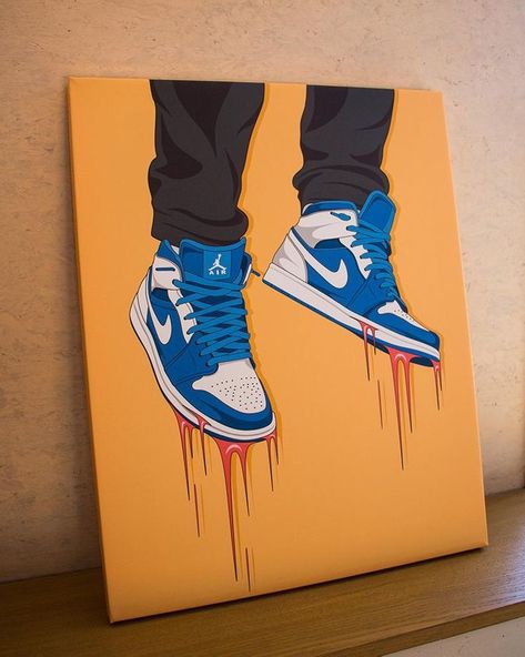 Jordan Painting, Nike Trainer, Hanging Craft Ideas, Nike Art, Trippy Painting, Jordan Sneaker, Shoes Art, Simple Canvas Paintings, Cute Canvas Paintings