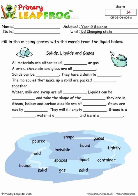 Solid Liquid Gas Worksheet Awesome solids Liquids and Gases – Chessmuseum Template Library Solid Liquid Gas Worksheet, Solid Liquid Gas Activities, Solids Liquids And Gases, Ks2 Science, Grade 3 Science, Solid Liquid Gas, States Of Matter Worksheet, Cloze Activity, Matter Worksheets