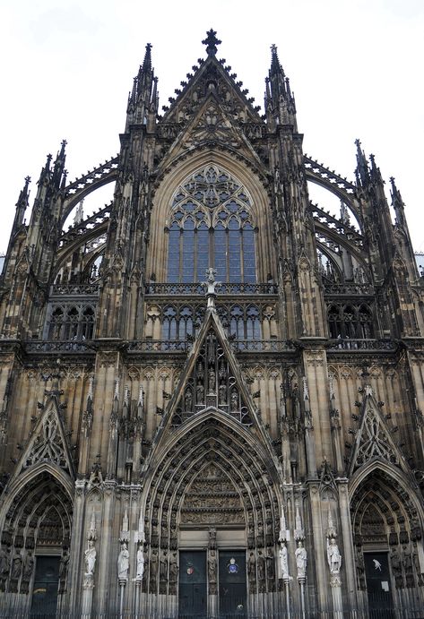 Cologne Cathedral, from my 2014 Eurotrip, a huge Cathedral with a lot of small details in that building. Medieval Europe Aesthetic, Pretty Cathedrals, Bone Cathedral, Cologne Cathedral Aesthetic, Koln Cathedral, Famous Cathedrals, Dark Cathedral, Detailed Buildings, European Cathedrals