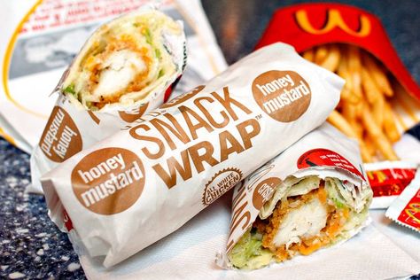 McDonald's Developing New Snack Wrap Snack Wrap Mcdonalds, Snack Wraps, Honey Snacks, Snack Wrap, Fast Food Chains, Sheet Pan Recipes, Honey Mustard, Menu Items, Favorite Snack