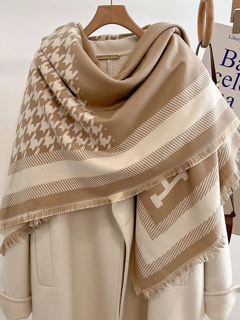 UOOZEE Shawl For Women, Houndstooth Scarf, Striped Shawl, Shawl Style, Cashmere Color, Leisure Fashion, Cashmere Shawl, Paris Outfits, Bandana Scarf