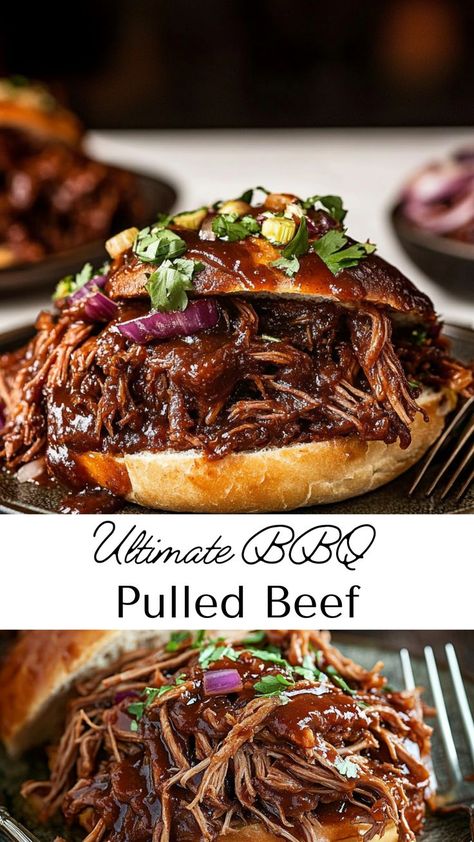 Slow-cooked to perfection, this Ultimate BBQ Pulled Beef is the star of winter meals dinners. Juicy, flavorful, and perfect for Friendsgiving, it’s a crowd-pleaser that’s easy to prepare and perfect for gatherings or a cozy family meal. Crowd Pleaser Meals, Christmas Dinner For A Crowd, Bbq Pulled Beef, Winter Meals Dinners, Winter Bbq, Winter Dinners, Easy Christmas Dinner, Winter Meals, Pulled Beef