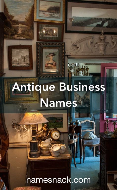 Online Antique Store, Antique Boutique Ideas, Antique Booth Name Ideas, Vintage Store Names Ideas, Vintage Business Name Ideas, Vintage Names Business, Vintage Store Names, Antique Shop Aesthetic, Antique Shop Display Ideas