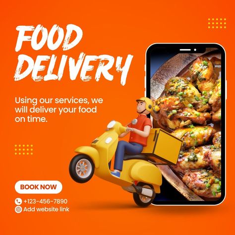 Food Delivery Post Design/ Canva editing/ Canva Templates/ Instagram Post Food Delivery Logo, Canva Editing, Restaurant App, Veg Restaurant, Delivery Pictures, Flyers Design, Groceries App, Food Delivery App, Social Media Advertising Design