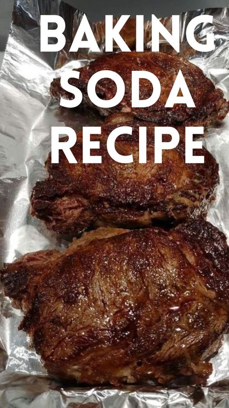 I’ve had people ask me how I get some of the meats I cook so tender. i.e. Chicken Breast, Pork Chops, Steaks, Salmon… just about anything. The BEST way ever is. BAKING SODA!!!! (maybe some know this already) if you don’t you’re missing out. Tenderizing Steak Marinade, Meat Tenderizer Recipe, Tender Baked Pork Chops, Baked Steak Recipes, Chopped Steak Recipes, Pork Marinade Recipes, Baked Pork Steak, Pork Steak Recipe, Pork Sausage Recipes