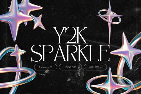 Y2K Sparkle Elements on Behance Y2k Sparkle, Y2k Png, Metal Font, Graphic Design Cards, Y2k Design, Visual Aesthetics, Aesthetic People, Personal Portfolio, Design Assets