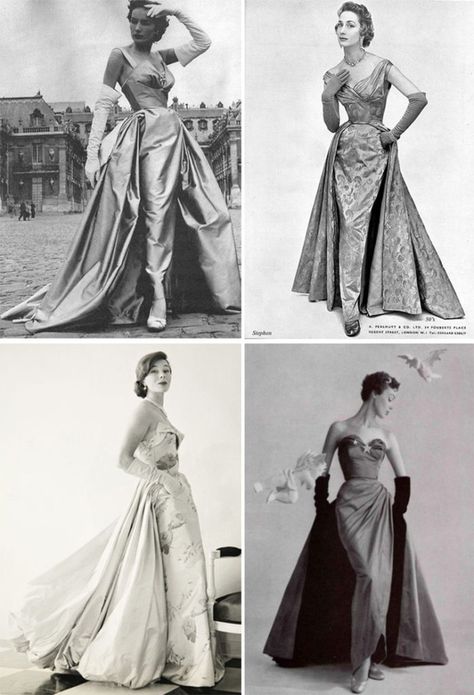 Dresses With A Train, Designing A Dress, 1950s Ball Gown, 1950s Gown, Givenchy Couture, 1950 Fashion, Hollywood Dress, Runway Fashion Couture, Evening Dress Fashion