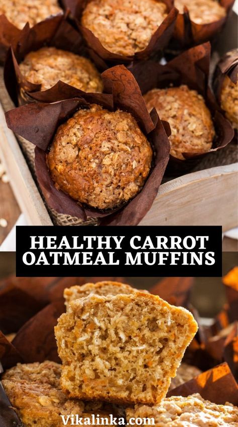 Carrot Oatmeal Muffins, Carrot Recipes Dessert, Carrot Oatmeal, Healthy Carrot Muffins, Carrot Muffin Recipe, Oatmeal Muffins Healthy, Carrot Cake Oatmeal, Carrot Muffins, Oatmeal Muffins