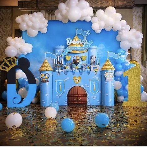 1st Birthday Decorations Boy, Castle Birthday Party, Prince Birthday Theme, Castle Birthday, Mickey First Birthday, Donut Themed Birthday Party, Prince Birthday Party, Prince Theme, Princess Theme Birthday