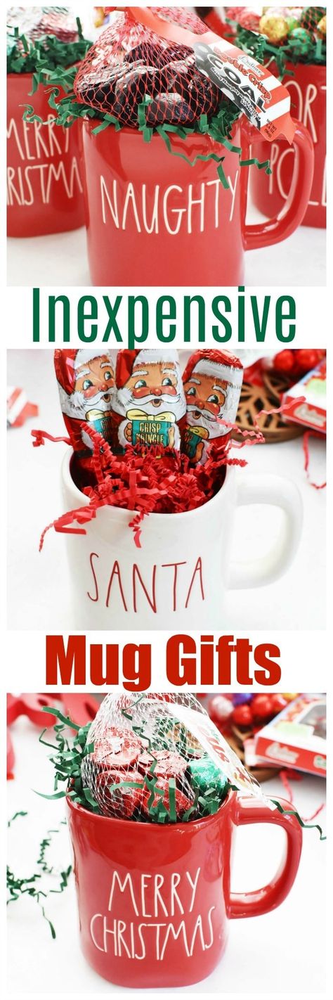 Inexpensive Mug Gift Ideas (Easy & Fun ) via @savvysavingcoup Coffee Mug Christmas Gift Ideas, What To Put In Coffee Mugs For Gifts, Christmas Mug Filler Ideas, Coffee Mug Exchange Gift Ideas, What To Put In A Mug For A Gift, Christmas Coffee Cup Gift Ideas, Christmas Gifts In A Mug, Coffee Cup Christmas Gifts Diy, Coffee Mug Gift Ideas Filled Diy Christmas