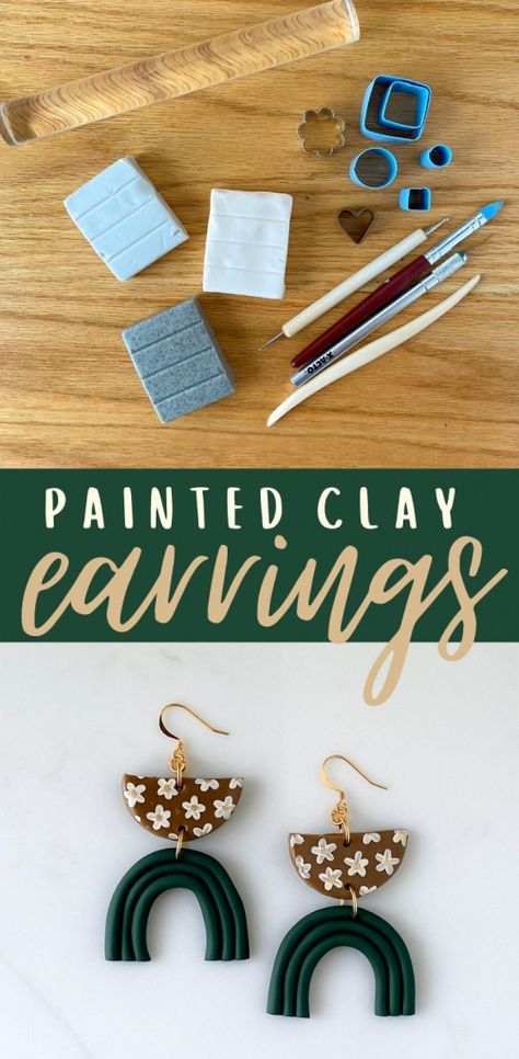 Diy painted clay earrings - Paint For Polymer Clay, Oven Bake Earrings, Paint On Clay Earrings, Painted Clay Earrings Diy, Homemade Clay Earrings Diy, Baking Clay Earrings, Polymer Clay Painted Earrings, Baking Polymer Clay Earrings, Painting On Clay Earrings