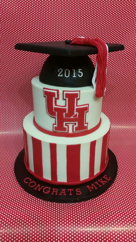 Graduation Cake Designs, College Grad Party, Graduation Party Cake, Graduation Party Foods, Graduation Party Planning, College Graduation Parties, Cake Central, University Of Houston, Graduation Cake