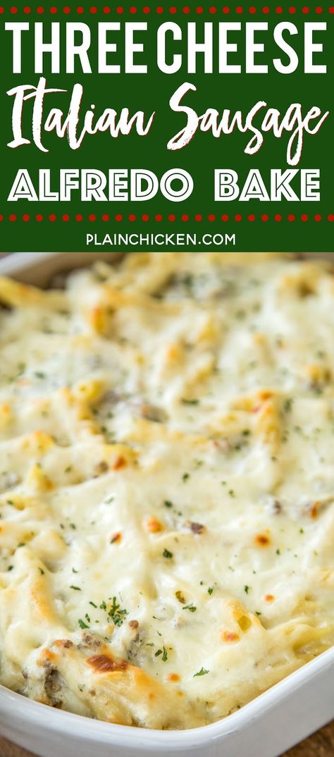 Three Cheese Italian Sausage Alfredo, Alfredo Pasta And Sausage Recipes, Sweet Italian Sausage Casserole, Italian Sausage Pasta Casserole Recipes, Sausage And Alfredo Sauce, Italian Sausage Alfredo Recipes, Sausage Alfredo Pasta Recipes, Creamy Pasta Casserole Recipes, Sausage Alfredo Lasagna