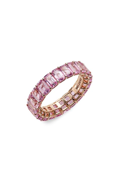 SHAY Pink Sapphire Eternity Band available at #Nordstrom Pink Diamond Eternity Band, Pink Sapphire Eternity Band, Pink Eternity Band, Pink Half Eternity Band, Light Pink Sapphire Engagement Ring, Pink Wedding Band, Pink Diamond Band, Wedding Rings Pink Sapphire, Pink Rings