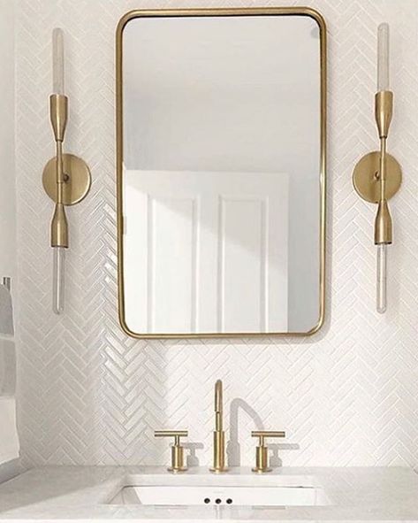 #bathroomsconces hashtag on Instagram • Photos and Videos Narrow Half Bathroom Ideas, Small Narrow Bathroom, Long Narrow Bathroom, Narrow Bathroom, Andrew Martin, Blue Cabinets, Glass Wall Lights, Half Bathroom, Floating Vanity