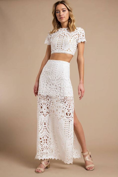 White Lace Maxi Skirt, Colombia Wedding, Lace Maxi Skirt, White Lace Crop Top, White Lace Skirt, Embroidery Skirt, White Lace Maxi, Maxi Lace Skirt, Boho Crop Tops