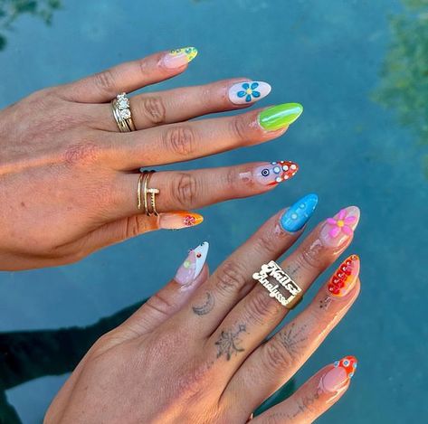 Mismatch Nails, Mix Nails, Mismatched Nails, Summer Nail Art Ideas, Fun Nail Ideas, Chrome Manicure, Instagram Dump, Nails With Design, Nails Board