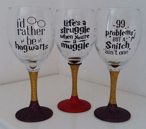 Harry Potter Dumbledore Gryffindor Muggles Glitter Wine Glass in Home, Furniture & DIY, Celebrations & Occasions, Other Celebrations & Occasions | eBay! Harry Potter Wine Glasses, Wine Glasses Diy, Library Accessories, Hogwarts Svg, Svg Harry Potter, Harry Potter Dumbledore, Wine Glass Sayings, Tiffany Glass Art, Glitter Wine Glasses