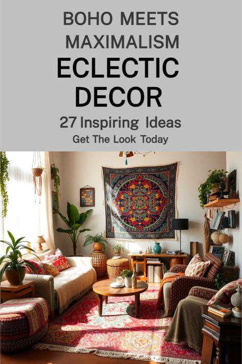 Boho Maximalism Boho Maximalism Bedroom, Maximalism Living Room, Eclectic Bohemian Living Room, Maximalism Bedroom, Boho Maximalism, Layered Textiles, Vintage Inspired Bedroom, Framed Botanical Prints, Bohemian Living Rooms